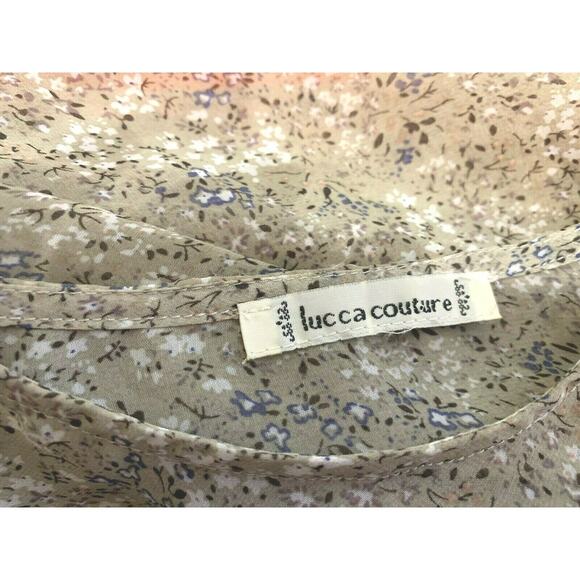 Woman’s luc ca couture Tan Brown Floral and Orange Cropped Top in Size 16 XL - Picture 10 of 10